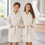 Cape de bain enfant - blanc cassé