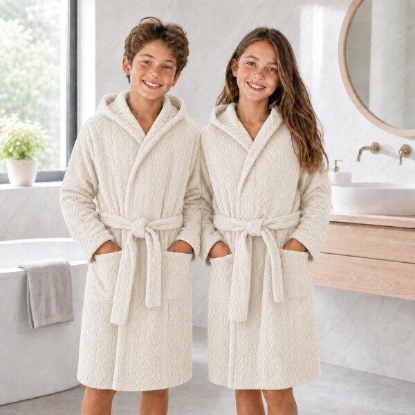 Cape de bain enfant - blanc cassé