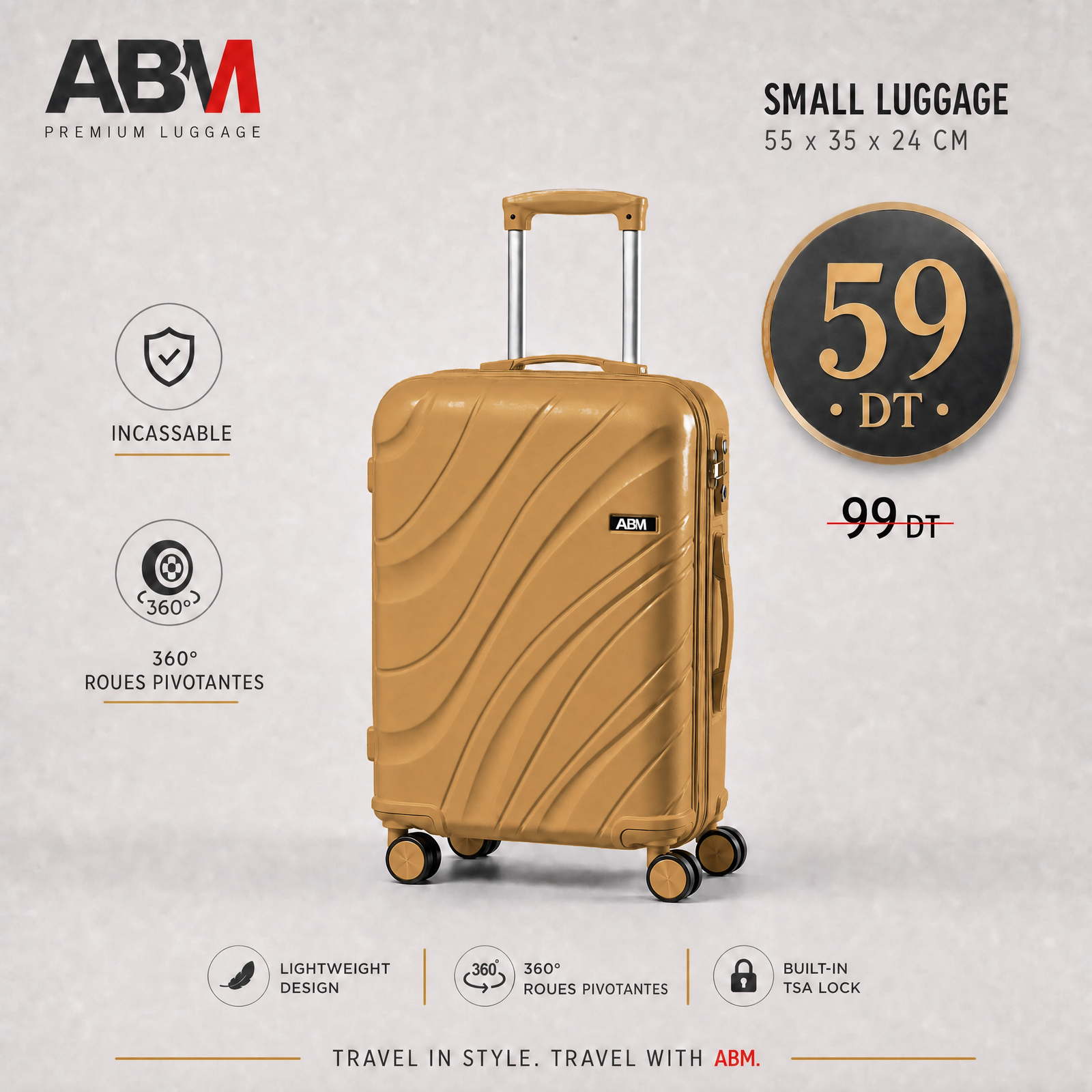 beige_small_corrige Valise cabine vagues ABM 55 cm beige