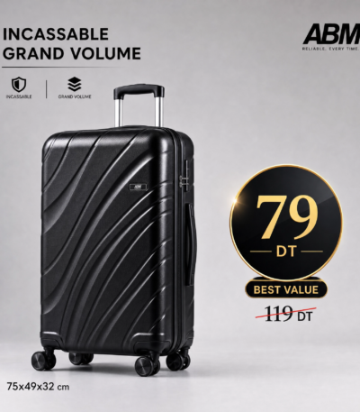 Grande valise vagues ABM 75 cm noire