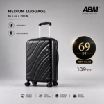 Valise moyenne vagues ABM 65 cm noire
