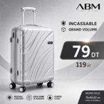Grande valise vagues ABM 75 cm gris argent