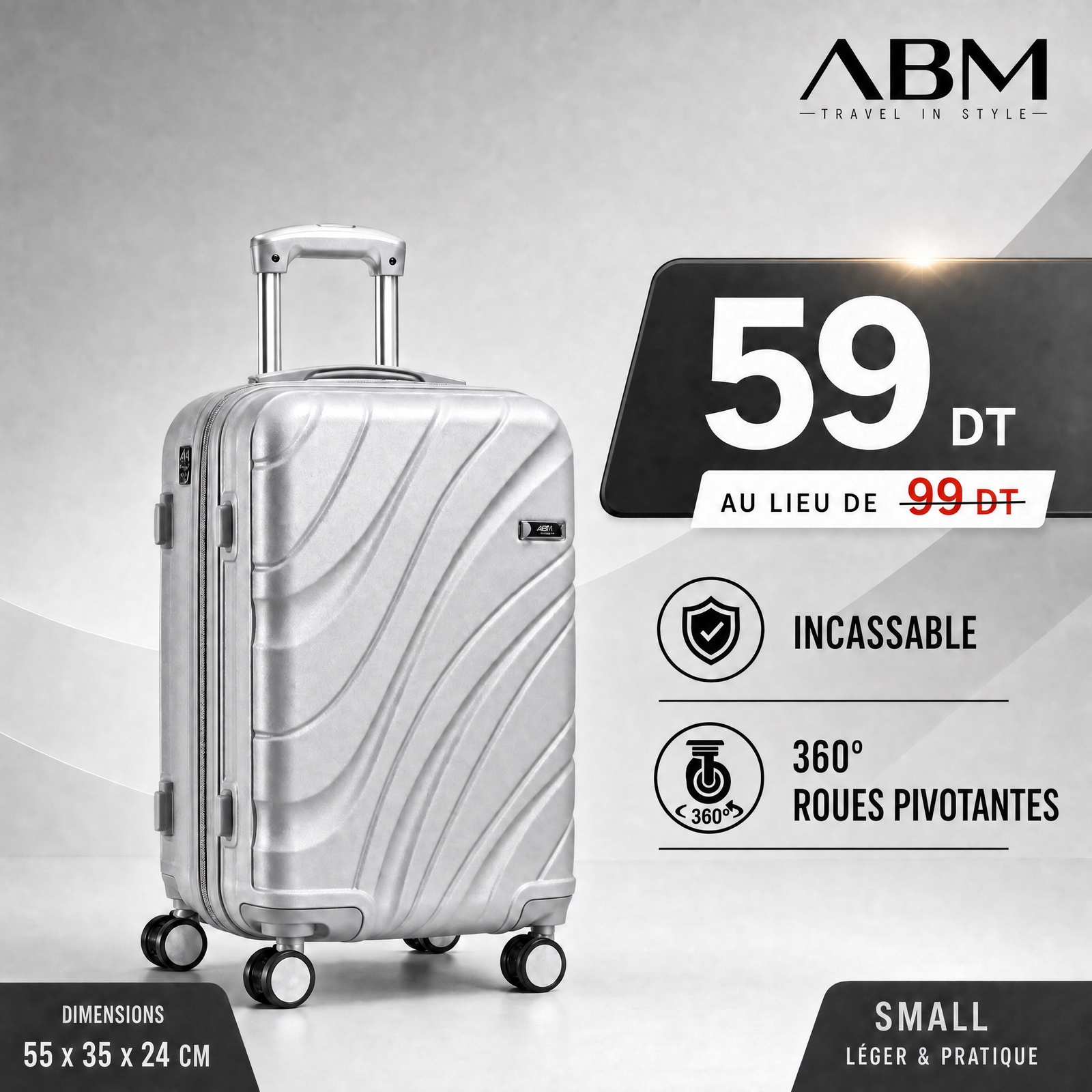 grey_small_v2 Valise cabine vagues ABM 55 cm gris argent