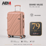 Grande valise vagues ABM 75 cm rose poudré
