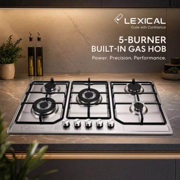 Plaque encastrable LEXICAL 5 feux inox 90 cm