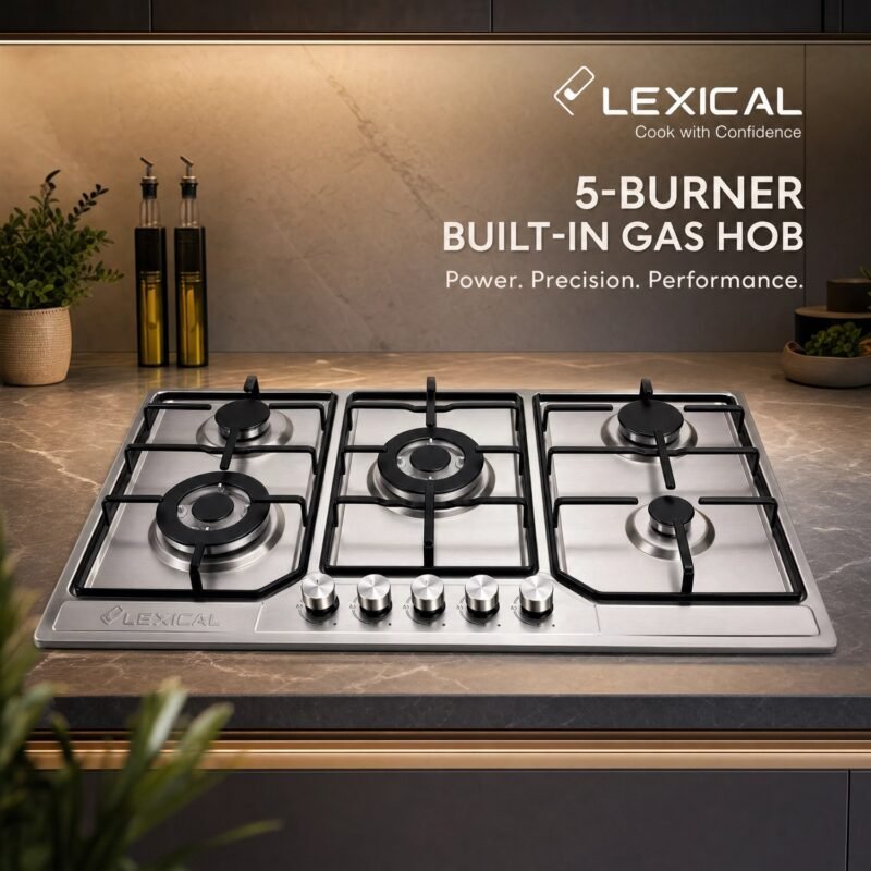 Plaque encastrable LEXICAL 5 feux inox 90 cm