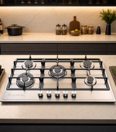 Plaque encastrable LEXICAL 5 feux inox 90 cm fonte