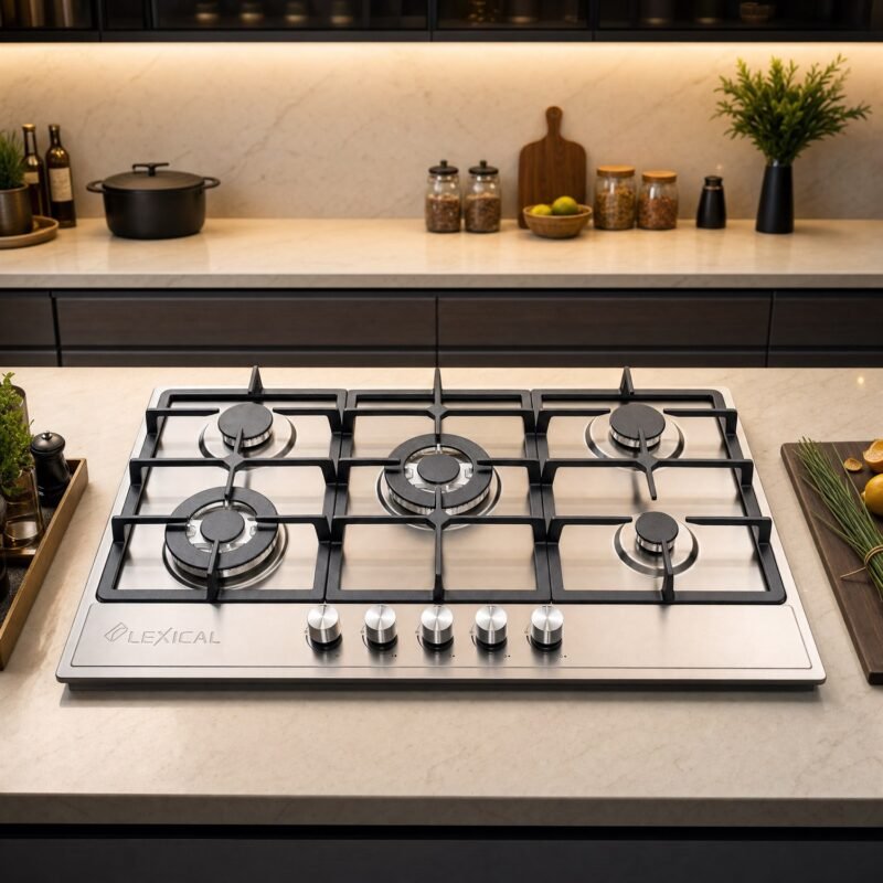 Plaque encastrable LEXICAL 5 feux inox 90 cm fonte