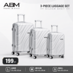 3 valises vagues ABM gris argent