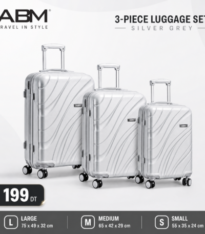 3 valises vagues ABM gris argent