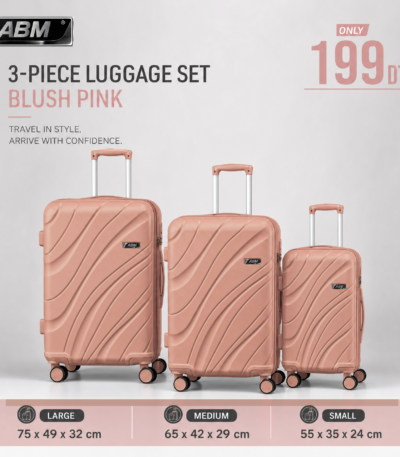 3 valises vagues ABM rose poudré