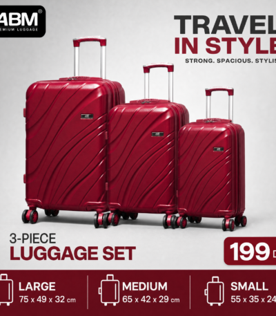 3 valises vagues ABM rouges 4 roues