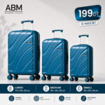 3 valises vagues ABM bleu canard