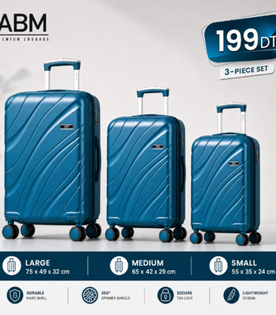 3 valises vagues ABM bleu canard