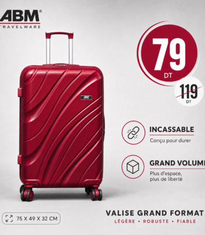 Grande valise vagues ABM 75 cm rouge