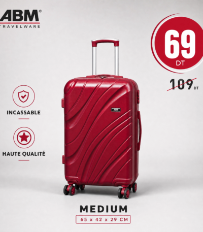 Valise moyenne vagues ABM 65 cm rouge