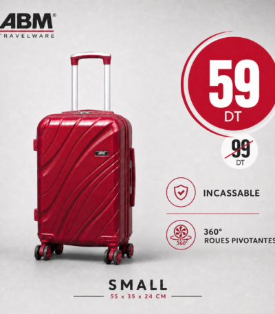 Valise cabine vagues ABM 55 cm rouge