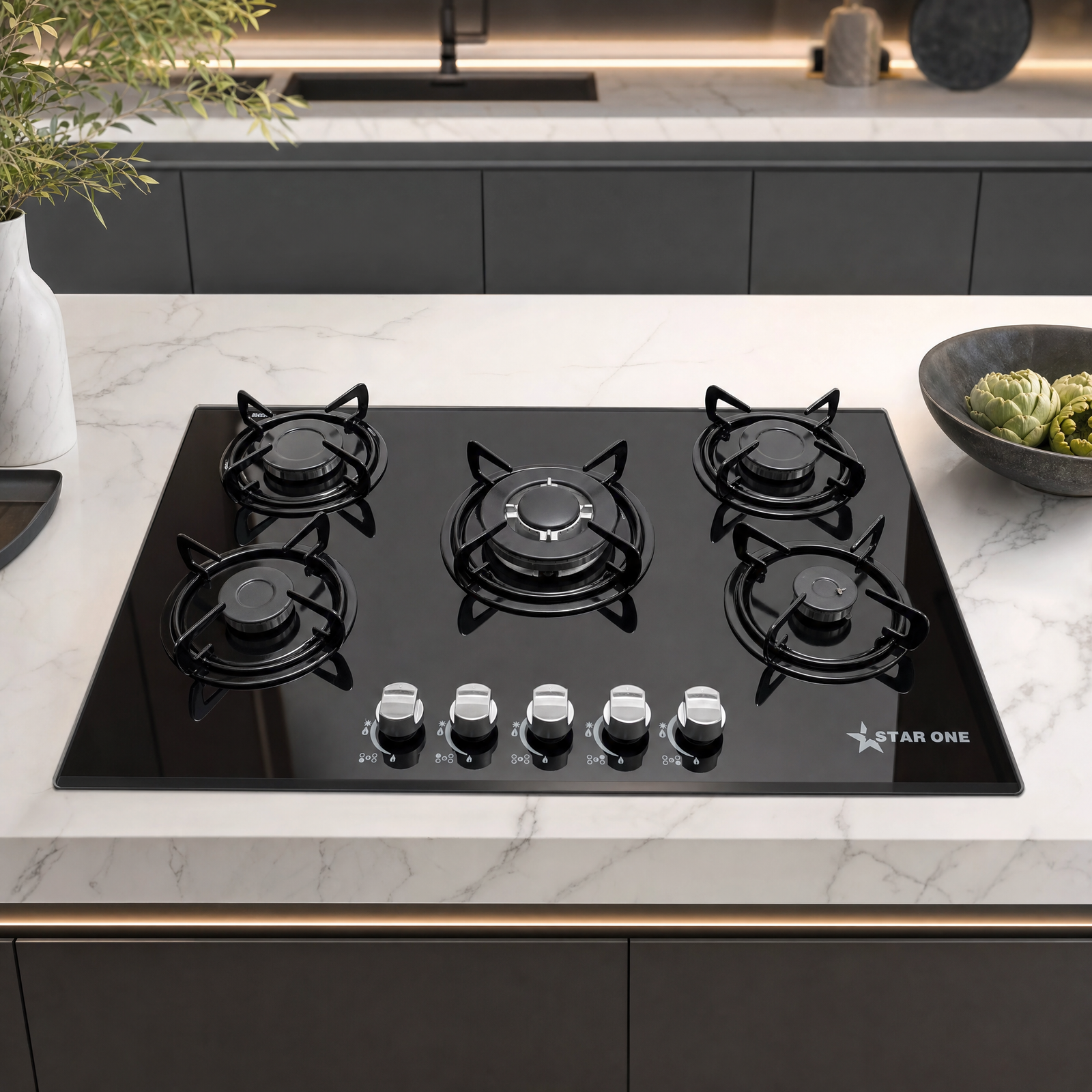 star_one_cooktop_corrected Plaque encastrable STAR ONE 5 feux verre noir 77 cm