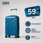Valise cabine vagues ABM 55 cm bleu canard