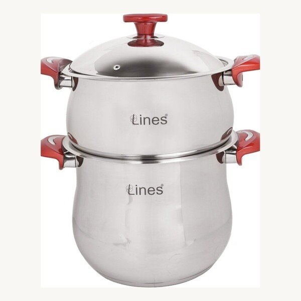 Couscoussier Inox 18/10 MARQUE Lines 8L Rouge