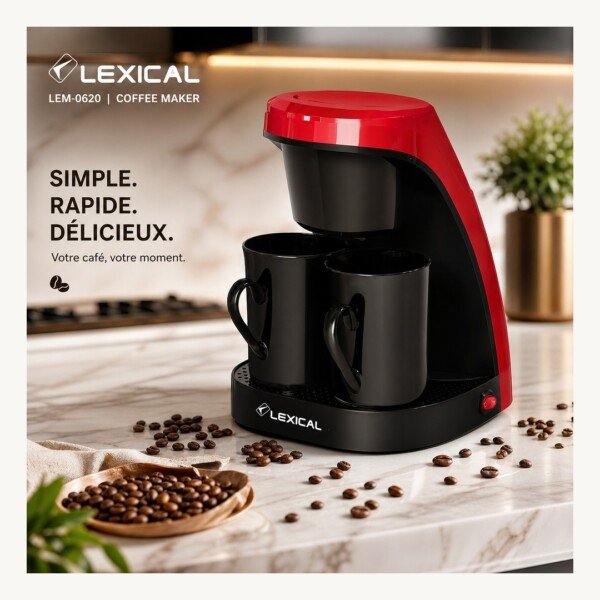 Cafetière Électrique Filtre 450W Lexical-LEM-0620 - Rouge