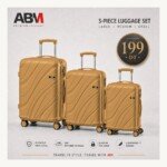 Série de 3 valises vagues incassables marque ABM 4 roues 360° – beige