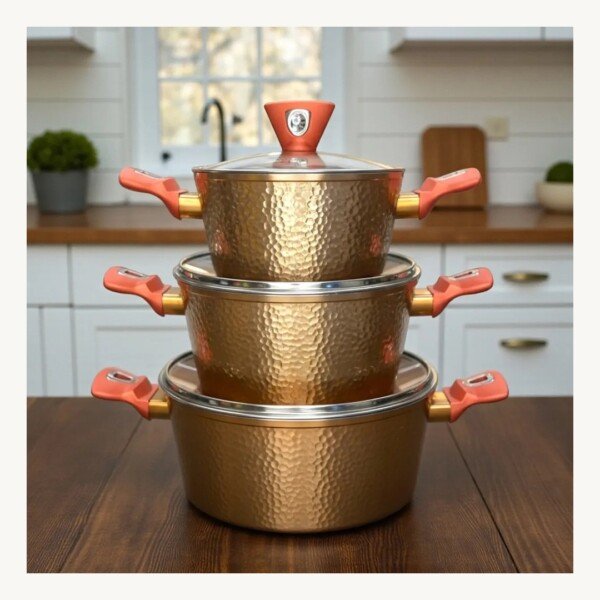 Batterie de Cuisine 6 Pièces en Granite Effet Cuivre - Baroly-6pc