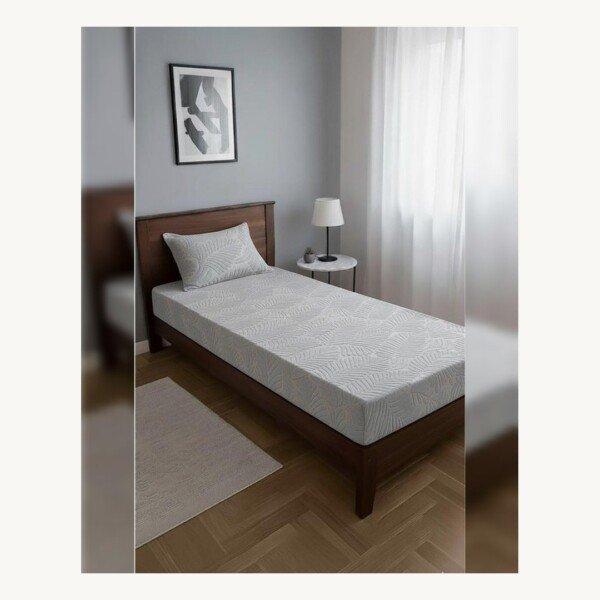 DRAP HOUSSE AVEC COUSSIN MARQUE ABM 1 place 160*230 GRIS CLAIR