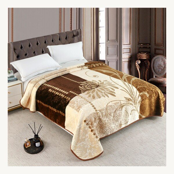 Couverture PRIMAVERA MARQUE ABM double faces 2 places 7 KG 220*240CM - beige et marron