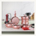 MARQUE Lines – Batterie de Cuisine 19 Pièces Granite Saumon