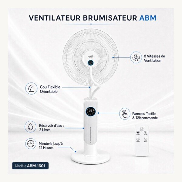 Ventilateur Brumisateur marque ABM-1601 - 16 pouces