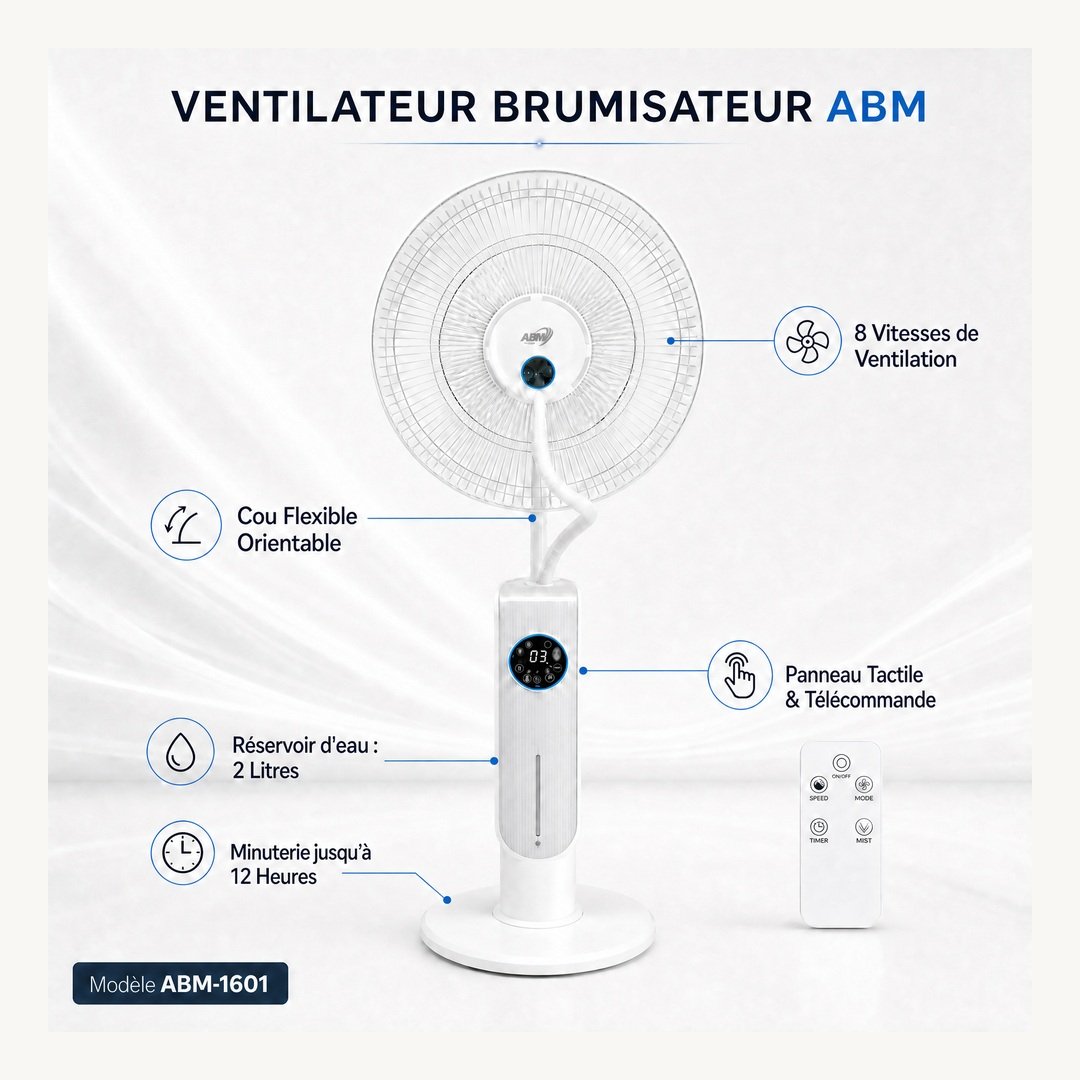 WrIleTkCGeDAdsPY.jpg Ventilateur Brumisateur marque ABM-1601 - 16 pouces – Image 1