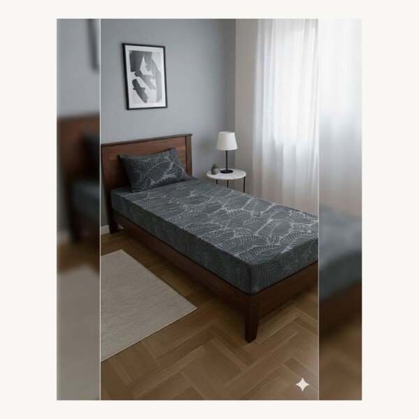 DRAP HOUSSE AVEC COUSSIN MARQUE ABM 1 place 160*230 GRIS Foncée
