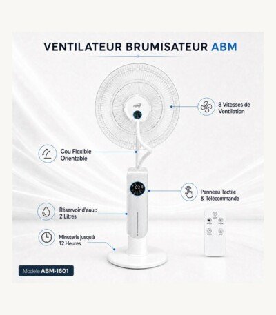 Ventilateur Brumisateur marque ABM-1601 - 16 pouces