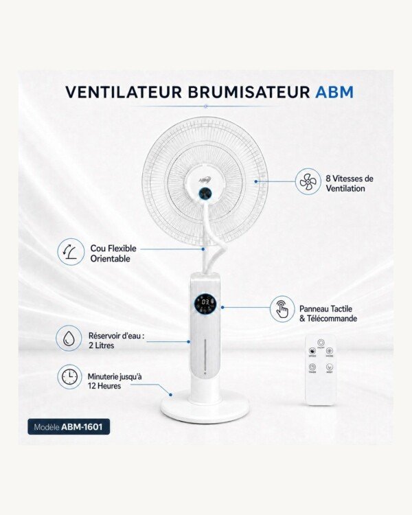 Ventilateur Brumisateur marque ABM-1601 - 16 pouces