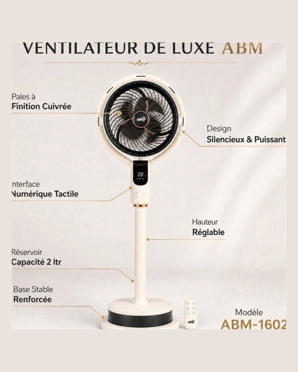 Ventilateur brumisateur marque ABM-1602 – 10 Pouces avec Télécommande