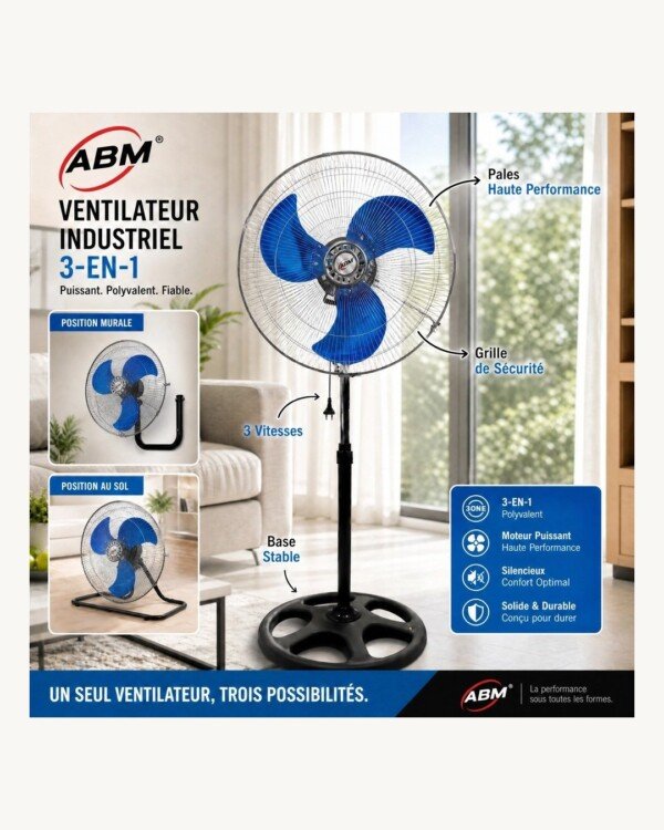 Ventilateur marque ABM 18 pouces 3 en 1