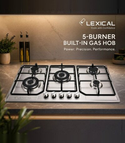 Plaque de cuisson encastrable LEXICAL 5 feux - Inox 90 cm, grilles profilées