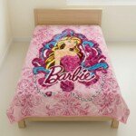 Couverture enfant MARQUE ABM 160*220 CM acrylique - Barbie, rose
