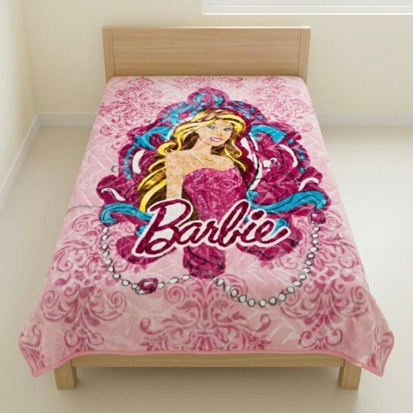 Couverture enfant MARQUE ABM 160*220 CM acrylique - Barbie, rose