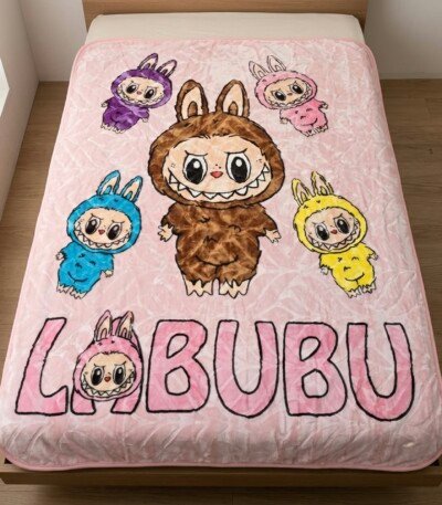 Couverture enfant MARQUE ABM 160*220 CM acrylique - Labubu, rose