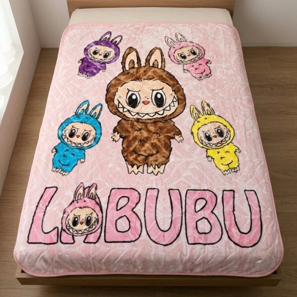 Couverture enfant MARQUE ABM 160*220 CM acrylique - Labubu, rose