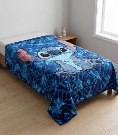 Couverture enfant MARQUE ABM 160*220 CM acrylique - Stitch, bleu