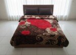 Couverture SOLAR BEAR MARQUE ABM double faces 2 places 12 KG 220*240CM - marron roses rouges