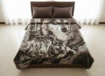 Couverture SOLAR BEAR MARQUE ABM double faces 2 places 12 KG 220*240CM - gris motif loups