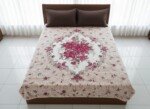 Couverture SOLAR BEAR MARQUE ABM double faces 2 places 12 KG 220*240CM - écru bouquet fuchsia