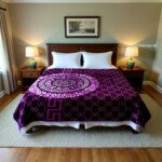 Couverture SOLAR BEAR MARQUE ABM double faces 2 places 12 KG 220*240CM - violet mandala
