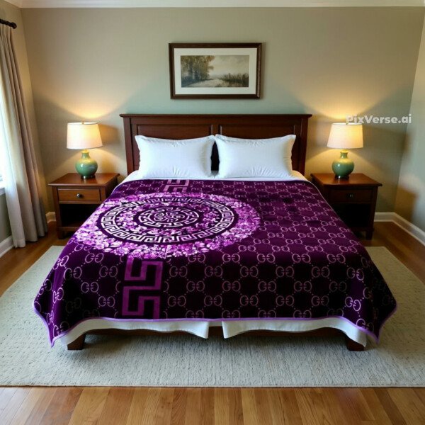 Couverture SOLAR BEAR MARQUE ABM double faces 2 places 12 KG 220*240CM - violet mandala
