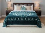 Couverture SOLAR BEAR MARQUE ABM double faces 2 places 12 KG 220*240CM - bleu canard mandala