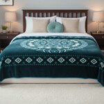 Couverture SOLAR BEAR MARQUE ABM double faces 2 places 12 KG 220*240CM - bleu canard mandala